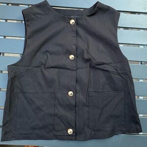 Black Sleeveless Button-Up Vest
